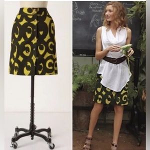 💚 Marimekko Anthropologie Abstract Green Button POCKET SKIRT RETAIL $98 SIZE 2